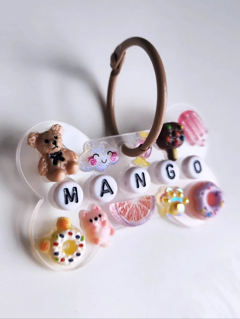 Personalized Name Dog Tag Keychain Acrylic Bone Shaped Tag Name Beads Charms